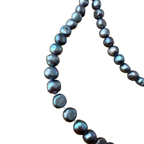 Gray Real Pearls Beaded Layered Double-Strand Necklace Evening Party/Cocktail - Picture 3 of 7